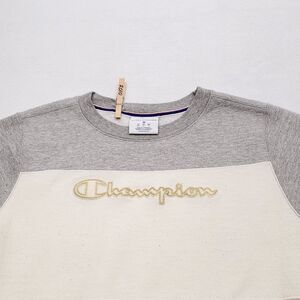 Champion Casual Long Sleeve Pullover Sweatshirt Womens Size Medium M Gray White